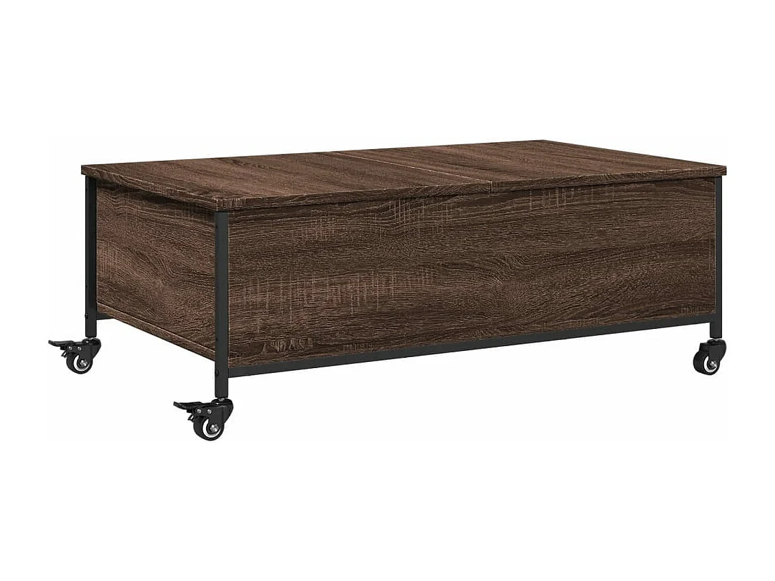 Couchtisch mit Rollen Braun Eiche 91x55x34 cm Holzwerkstoff