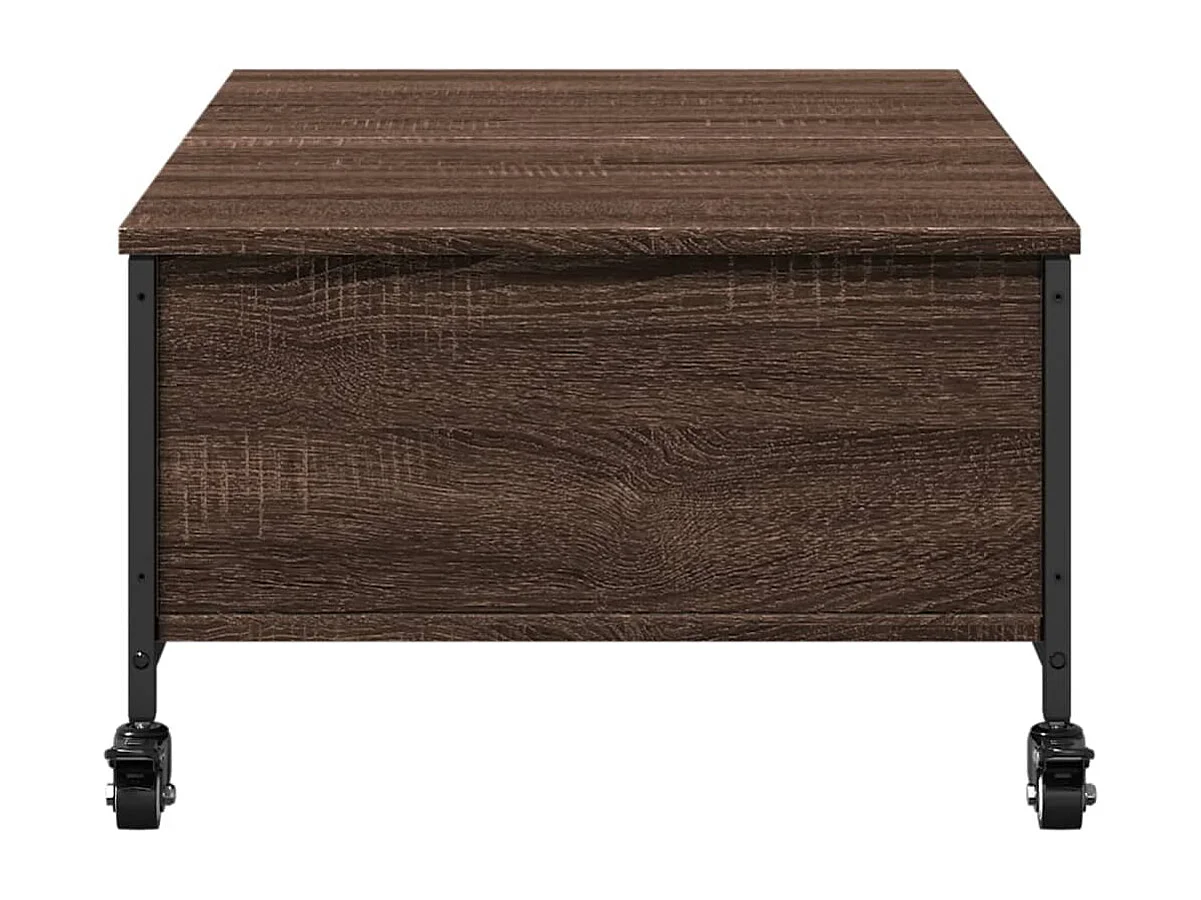 Couchtisch mit Rollen Braun Eiche 91x55x34 cm Holzwerkstoff