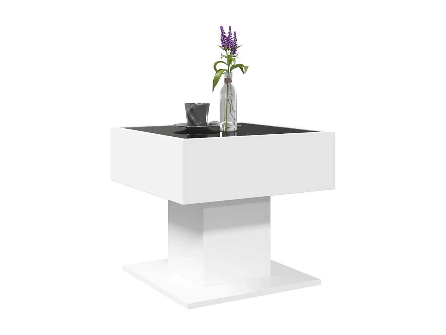 Table basse avec LED blanc 50x50x45 cm bois d'ingénierie