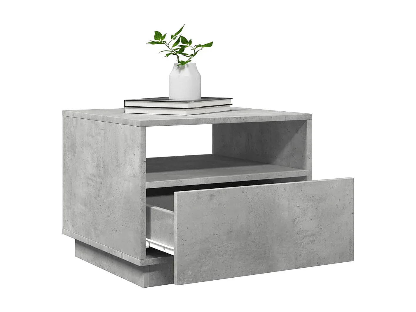 Mesa de centro com luzes LED 50x49x40 cm cinzento cimento