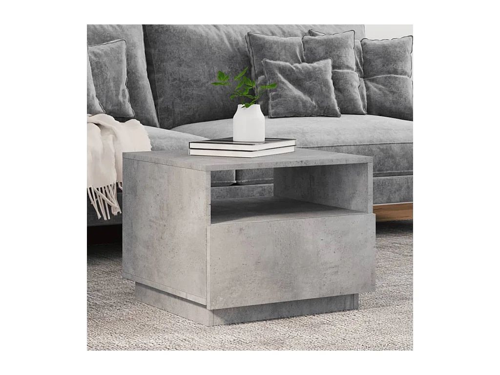 Tavolino da Soggiorno con Luci LED Grigio Cemento 50x49x40 cm