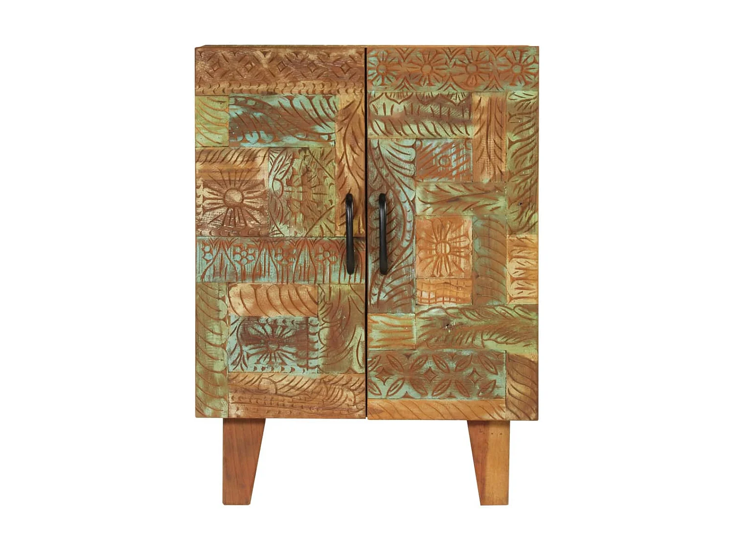 Aparador esculpido à mão 55x30x75 cm madeira recuperada maciça