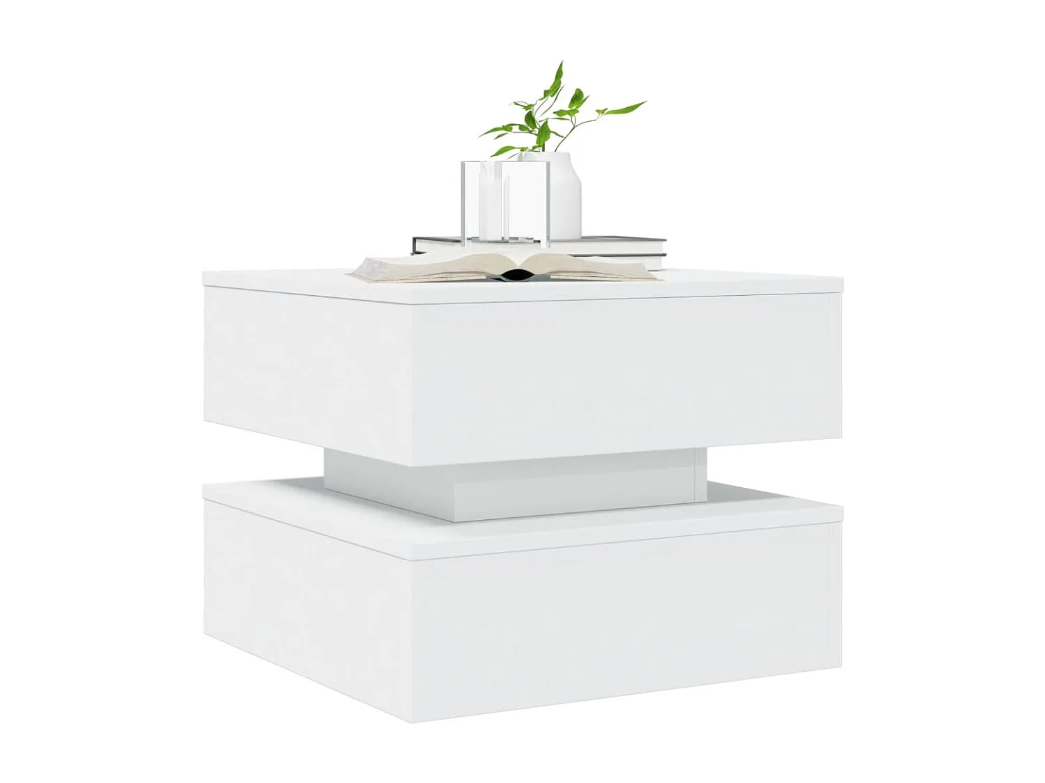 Table basse avec lumières LED blanc 50x50x40 cm