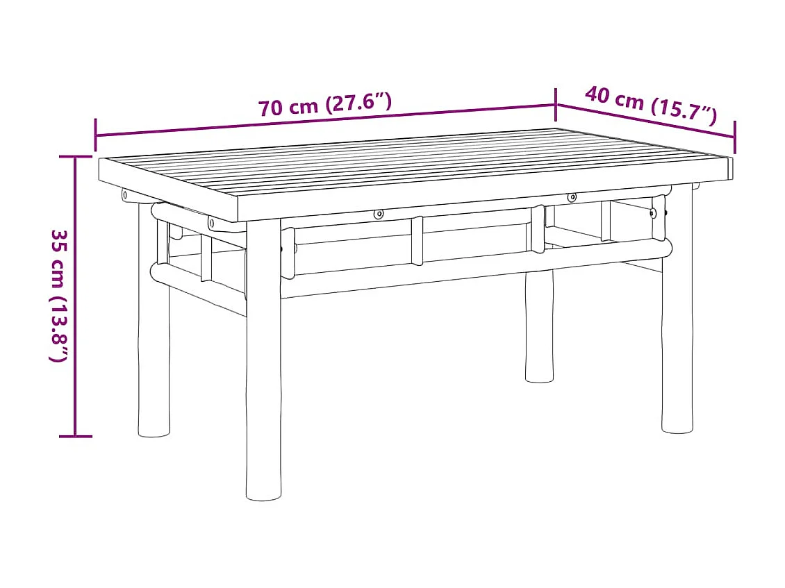 Table basse 70x40x35 cm bambou