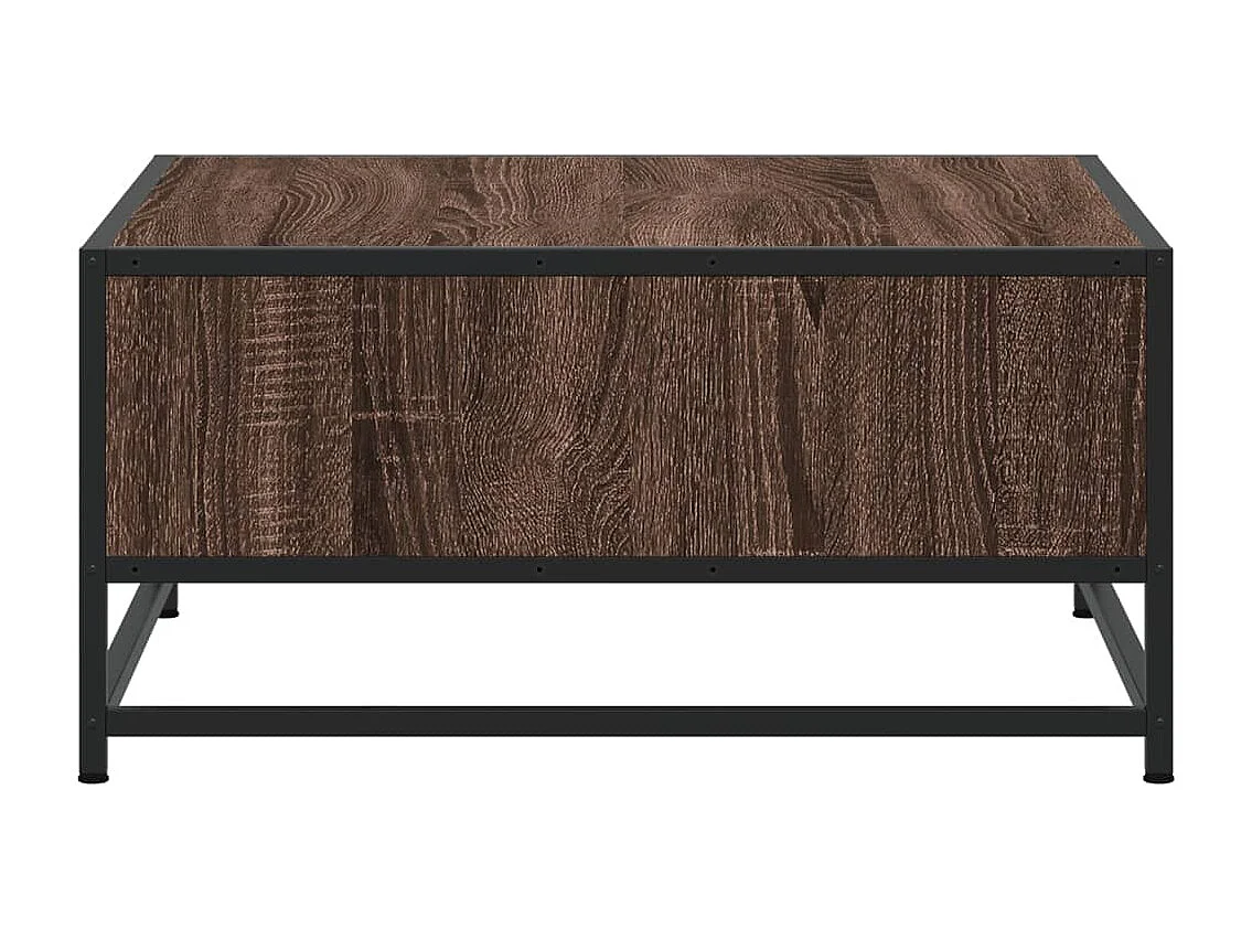 Tavolino Rovere Marrone 60,5x60,5x30 cm in Truciolato e Metallo