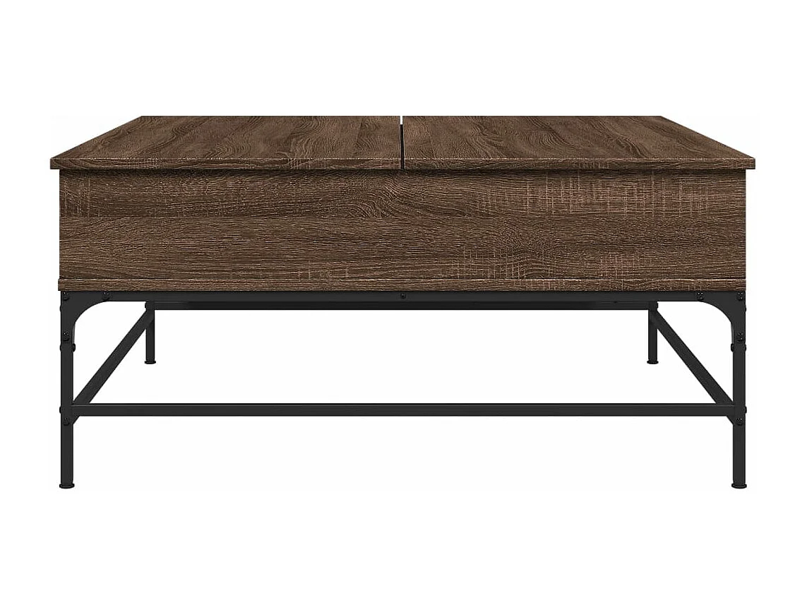 Mesa de centro madera ingeniería metal roble marrón 95x95x45 cm