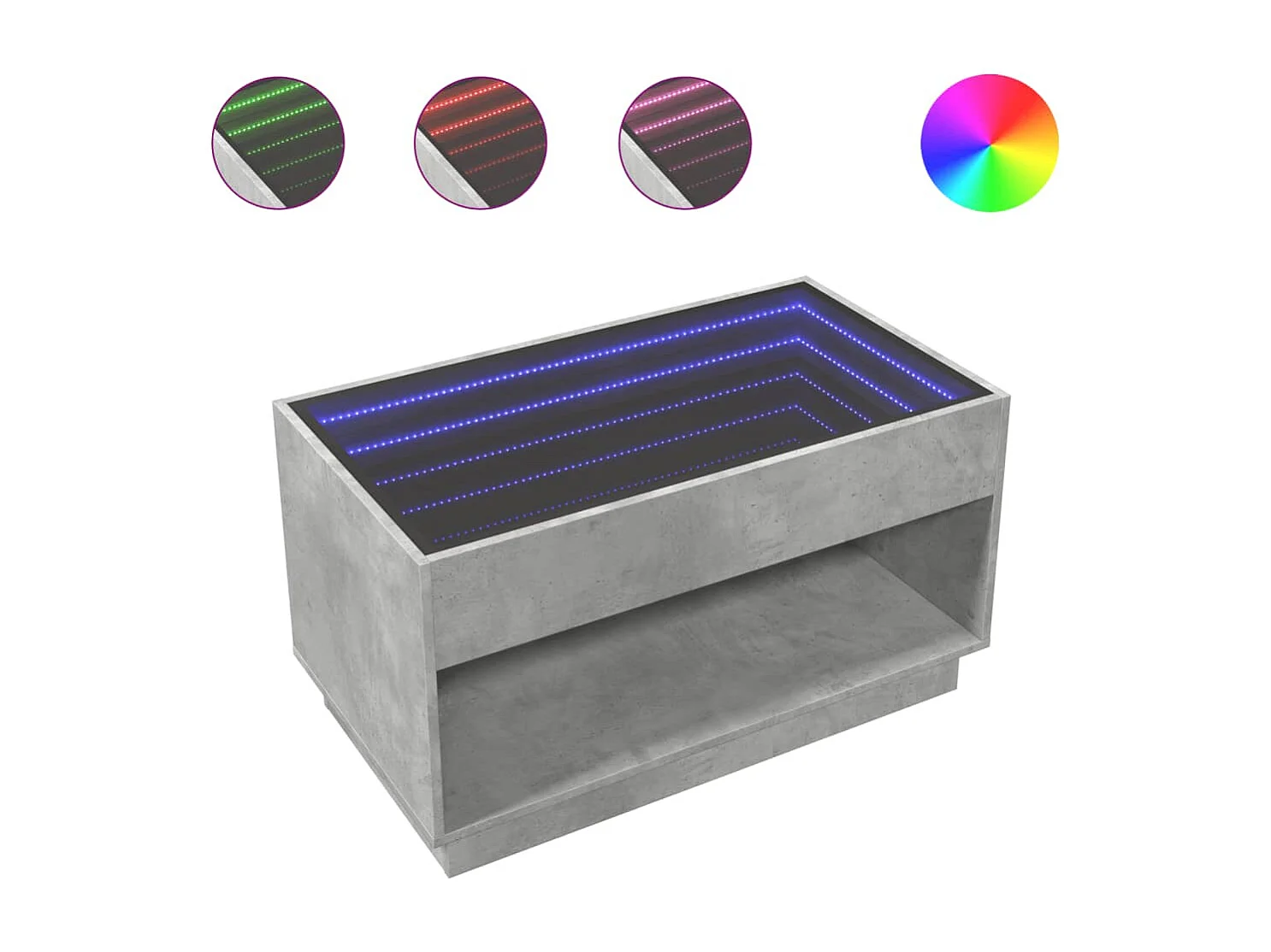 Tavolino da Salotto con LED Infinity Grigio Cemento 90x50x50 cm