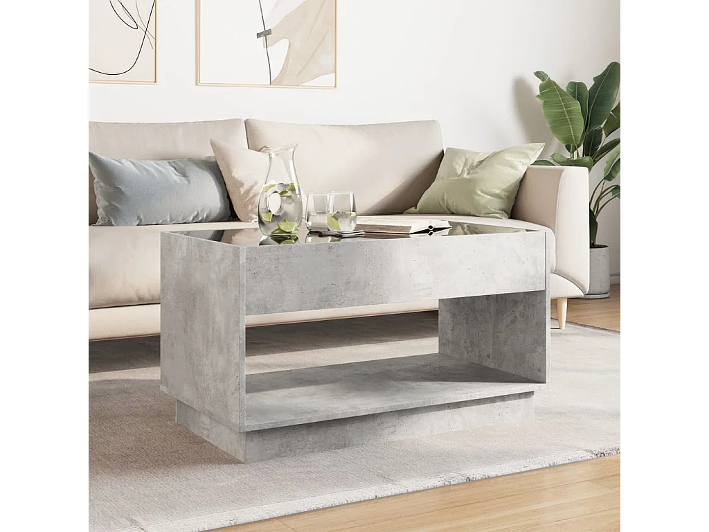 Table basse avec LED infini gris béton 90x50x50 cm