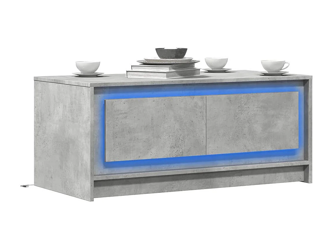 Tavolino da Salotto con Luci LED Grigio Cemento in Truciolato