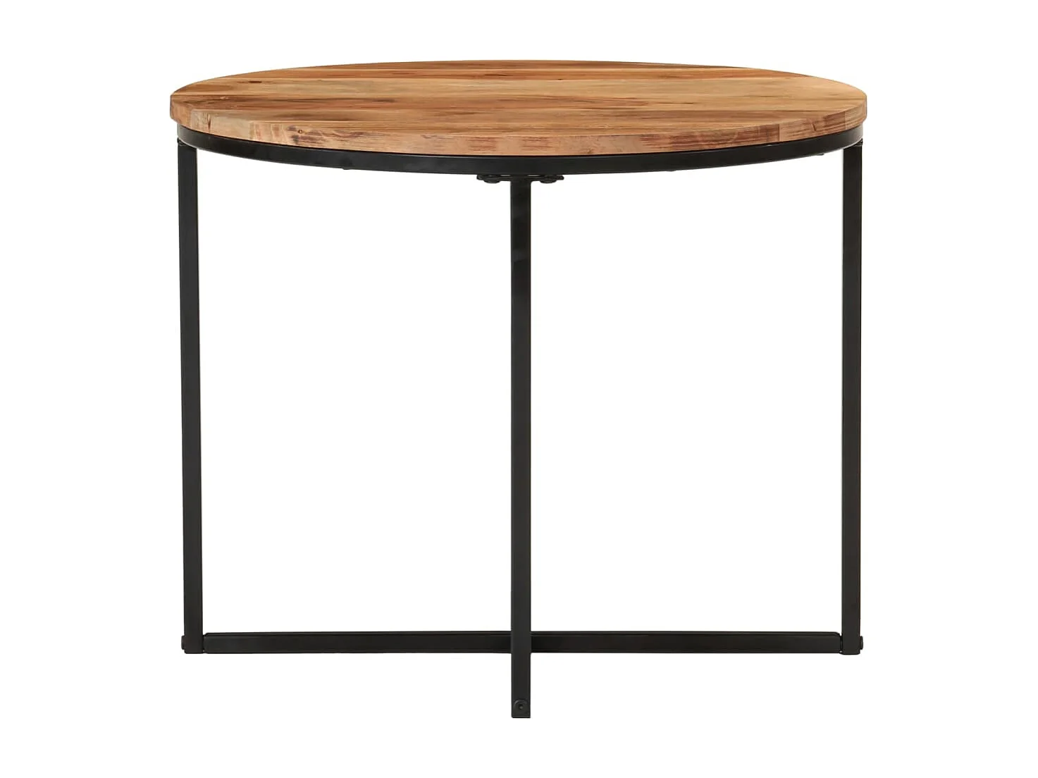 Tavolino Salotto 55x55x45cm in Legno Massello di Acacia e Ferro