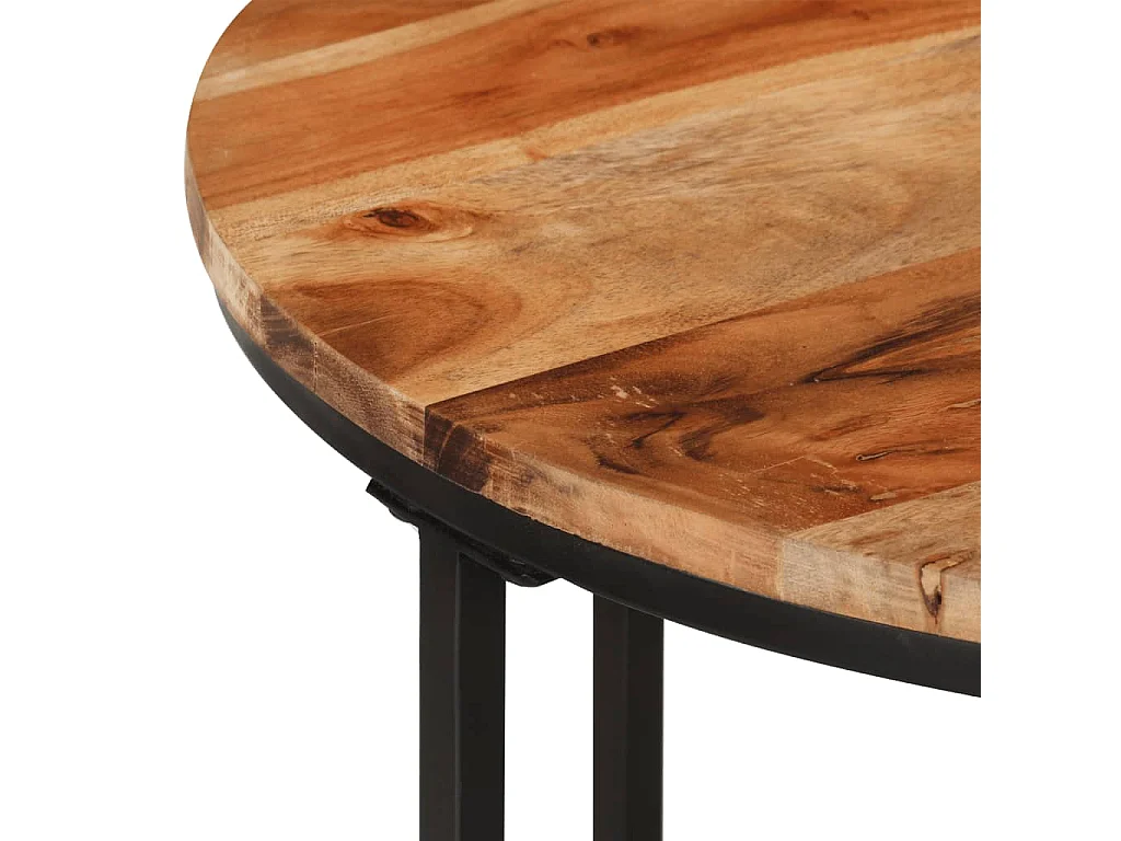 Tavolino Salotto 55x55x45cm in Legno Massello di Acacia e Ferro