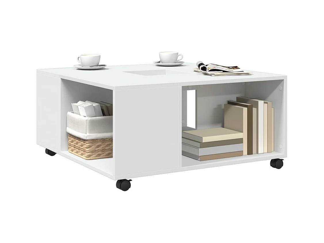 Table basse blanc 80x80x40 cm bois d'ingénierie
