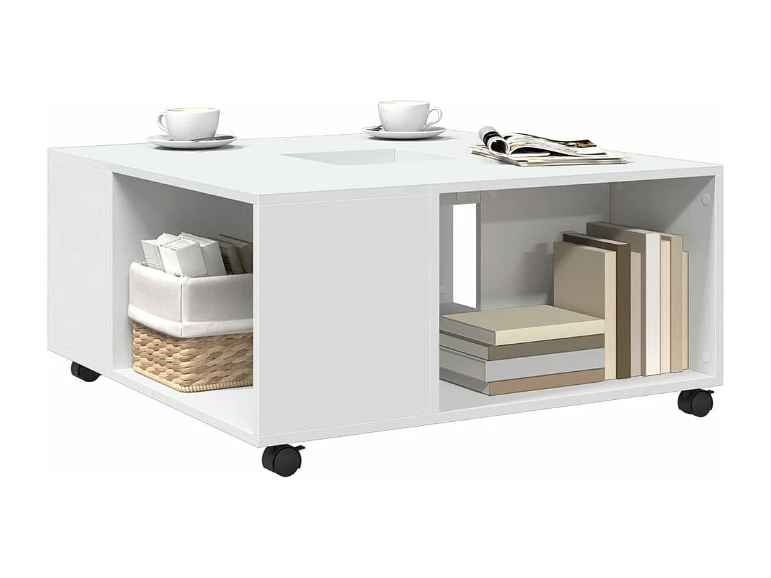 Table basse blanc 80x80x40 cm bois d'ingénierie