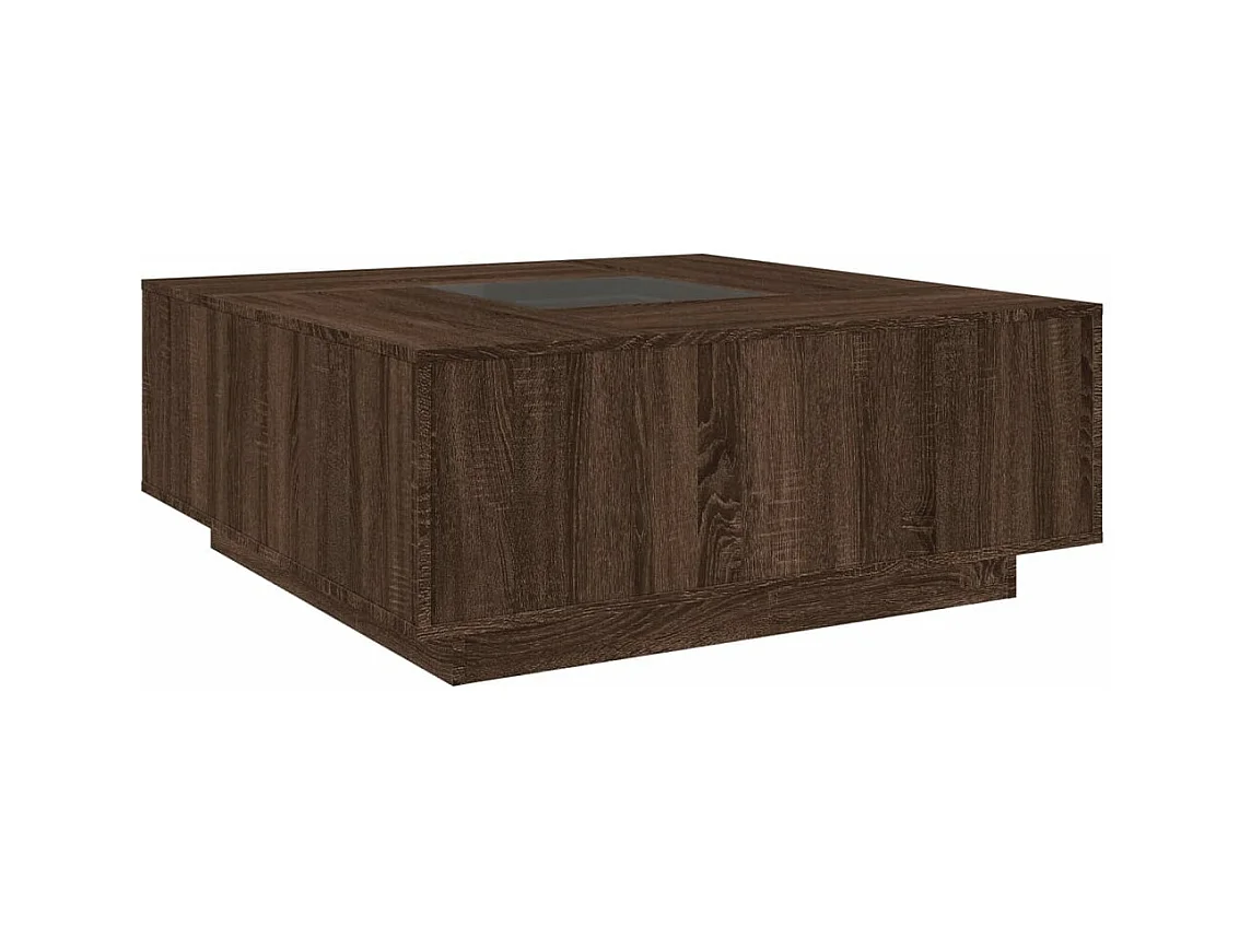 Table basse avec LED infini chêne marron 100x100x40 cm
