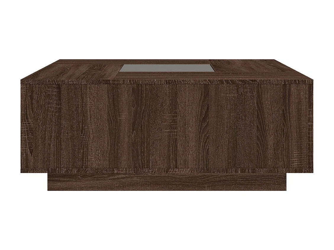 Tavolino Salotto con LED Infinity Rovere Marrone 100x100x40 cm