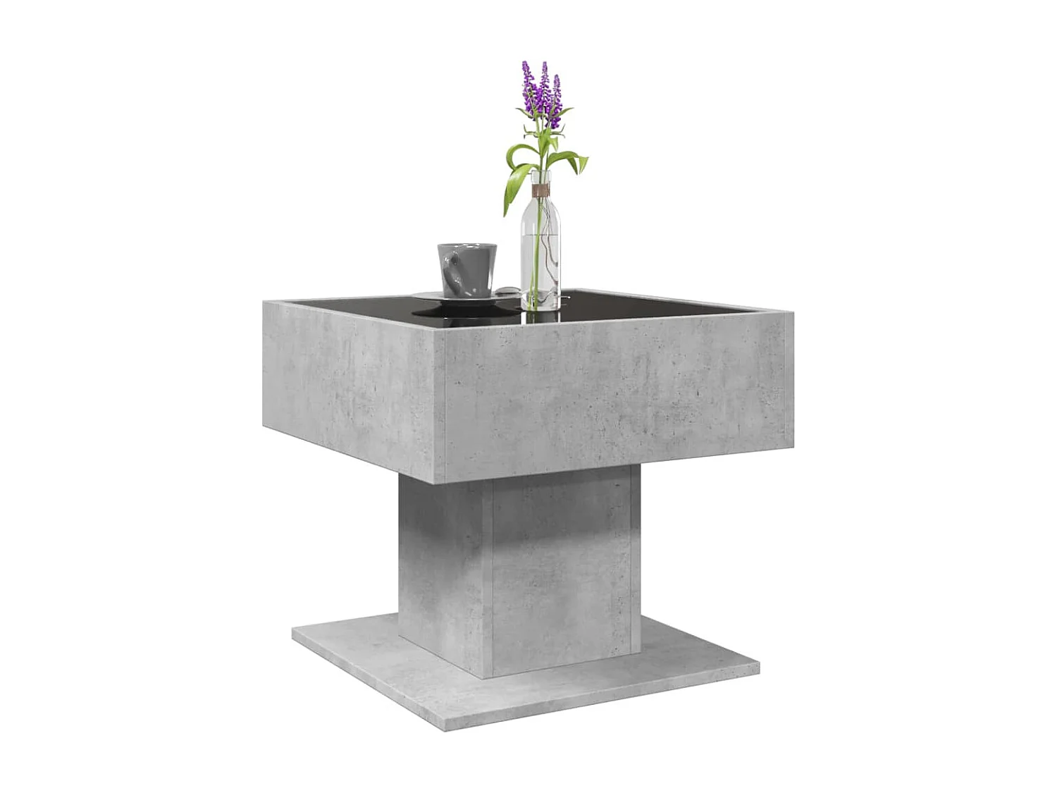 LED-Couchtisch Betongrau 50x50x45 cm Holzwerkstoff