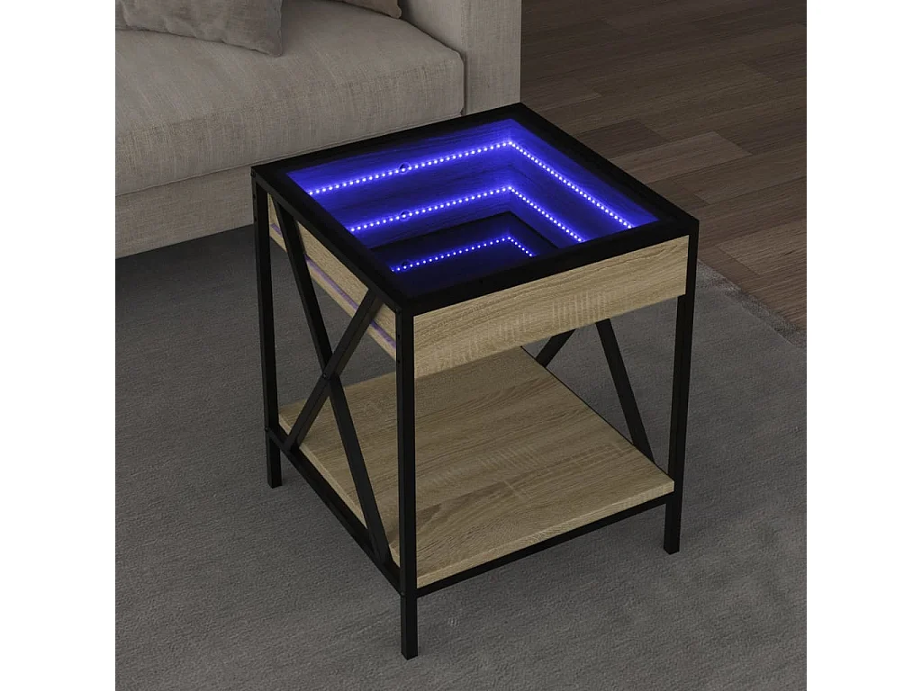 Mesa de centro luzes LED Infinity 40x40x49 cm carvalho sonoma