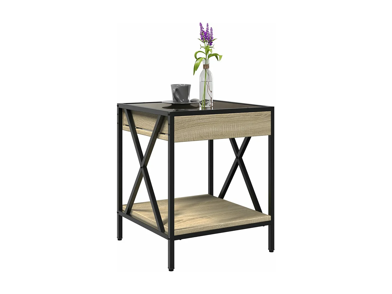 Mesa de centro luzes LED Infinity 40x40x49 cm carvalho sonoma