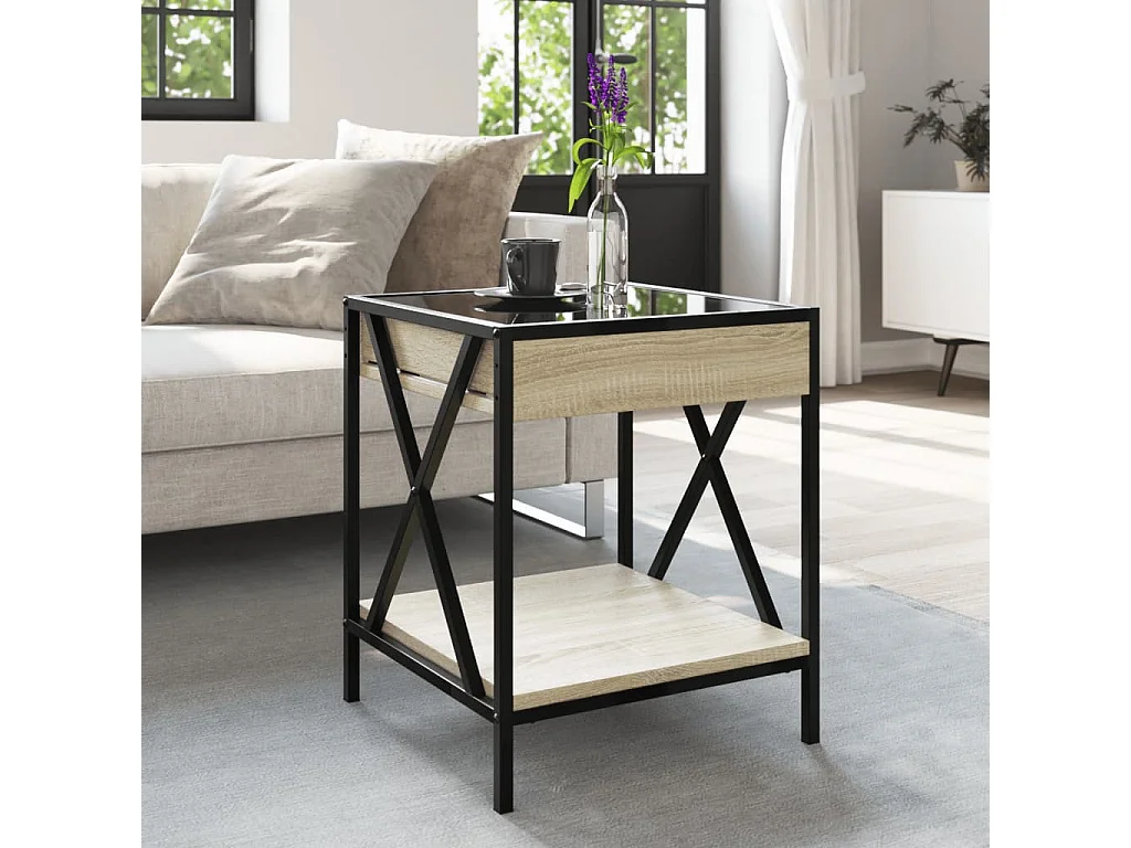 Table basse avec LED Infinity chêne sonoma 40x40x49 cm