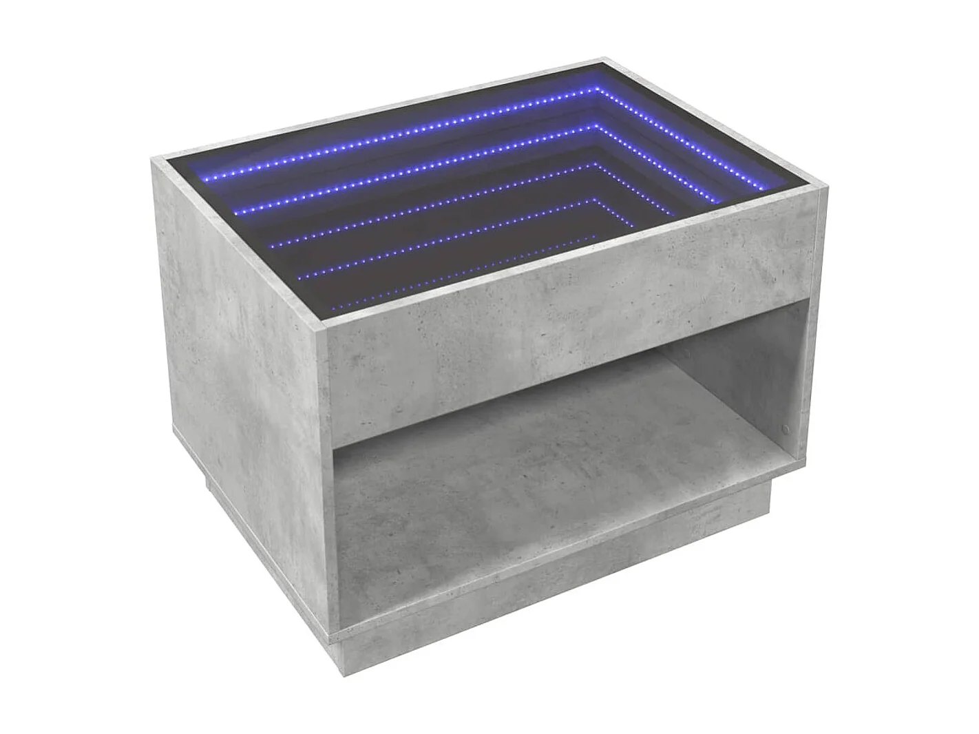 Tavolino da Salotto con LED Infinity Grigio Cemento 70x50x50 cm