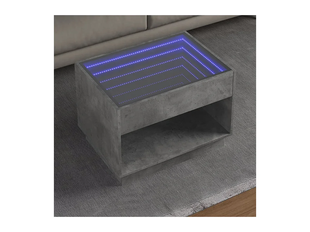Couchtisch mit Infinity-LED Betongrau 70x50x50 cm