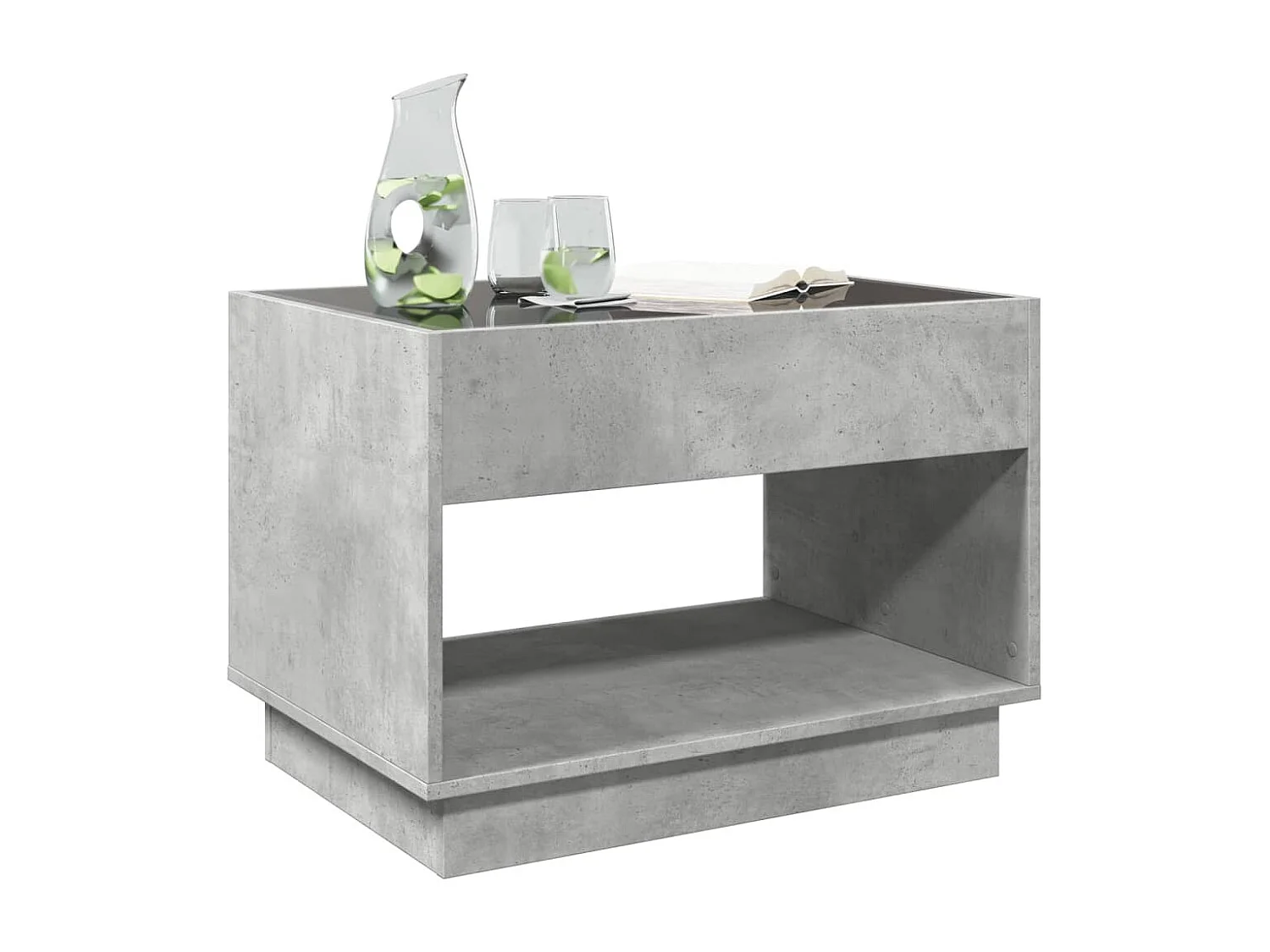 Table basse avec LED infini gris béton 70x50x50 cm