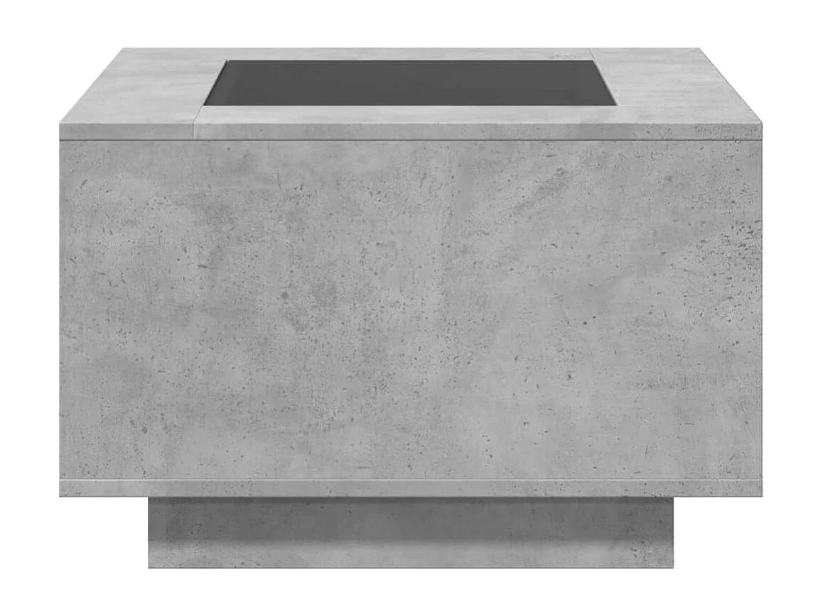 Table basse avec LED gris béton 60x60x40 cm bois d'ingénierie