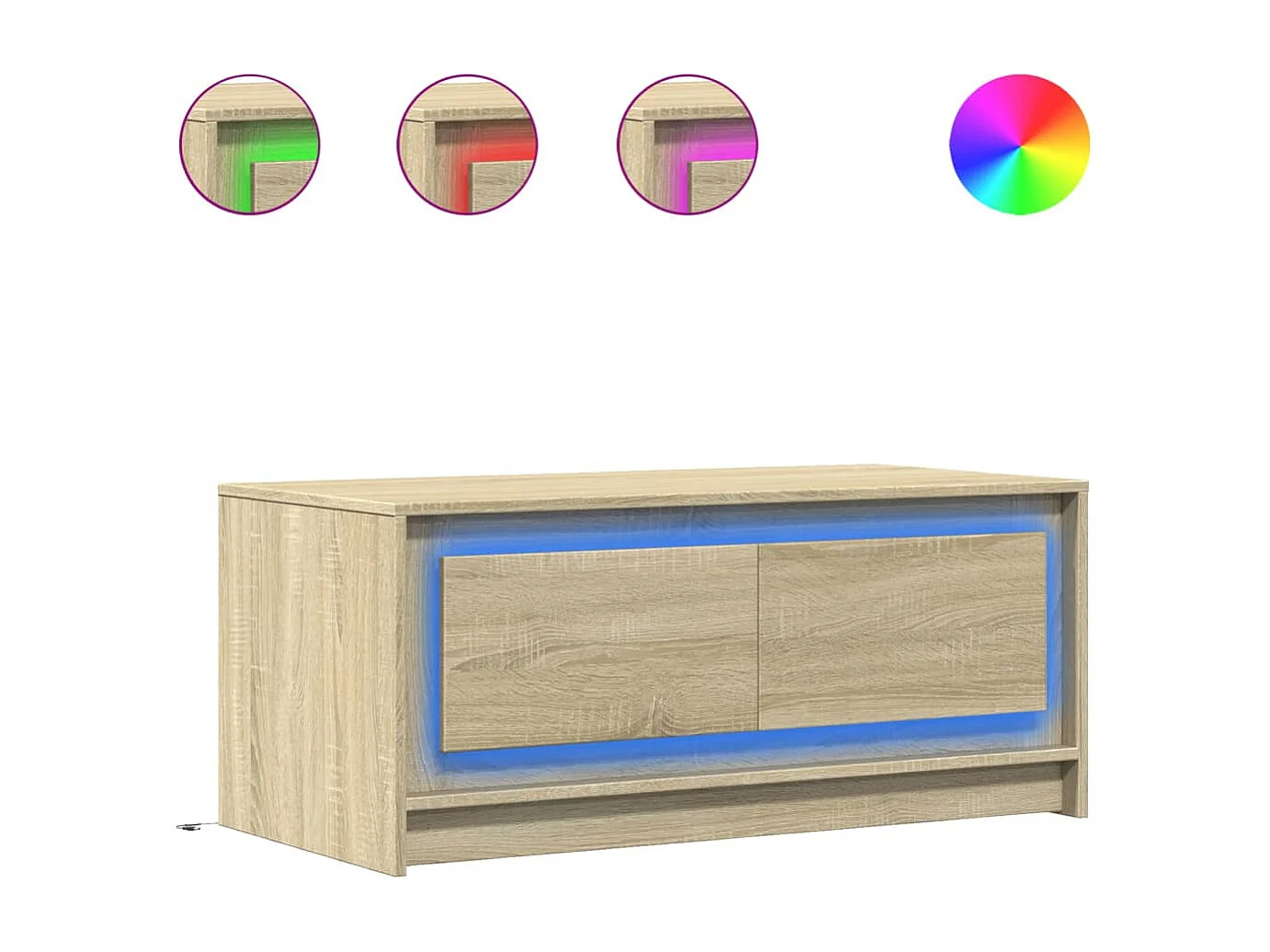 Table basse avec lumières LED chêne sonoma bois d'ingénierie