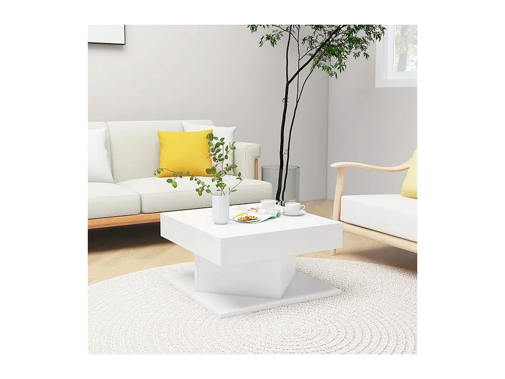 Table basse Blanc 57x57x30 cm Bois d'ingénierie