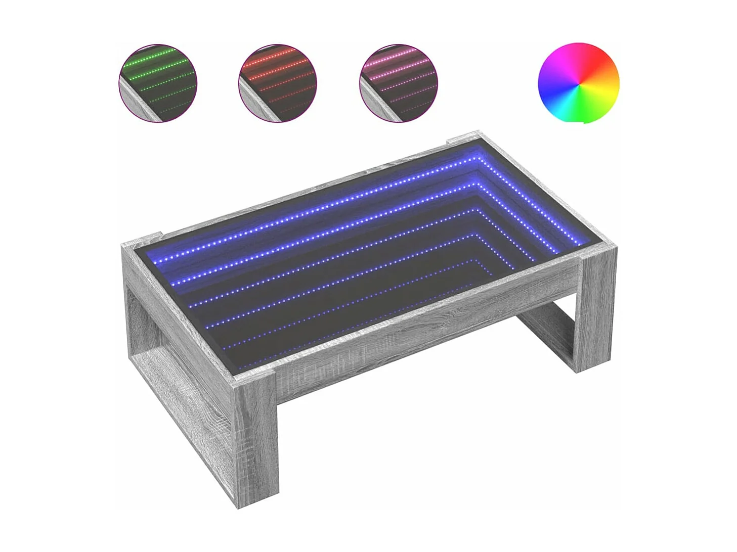 Mesa de centro con Infinity LED gris Sonoma 90x53x30 cm