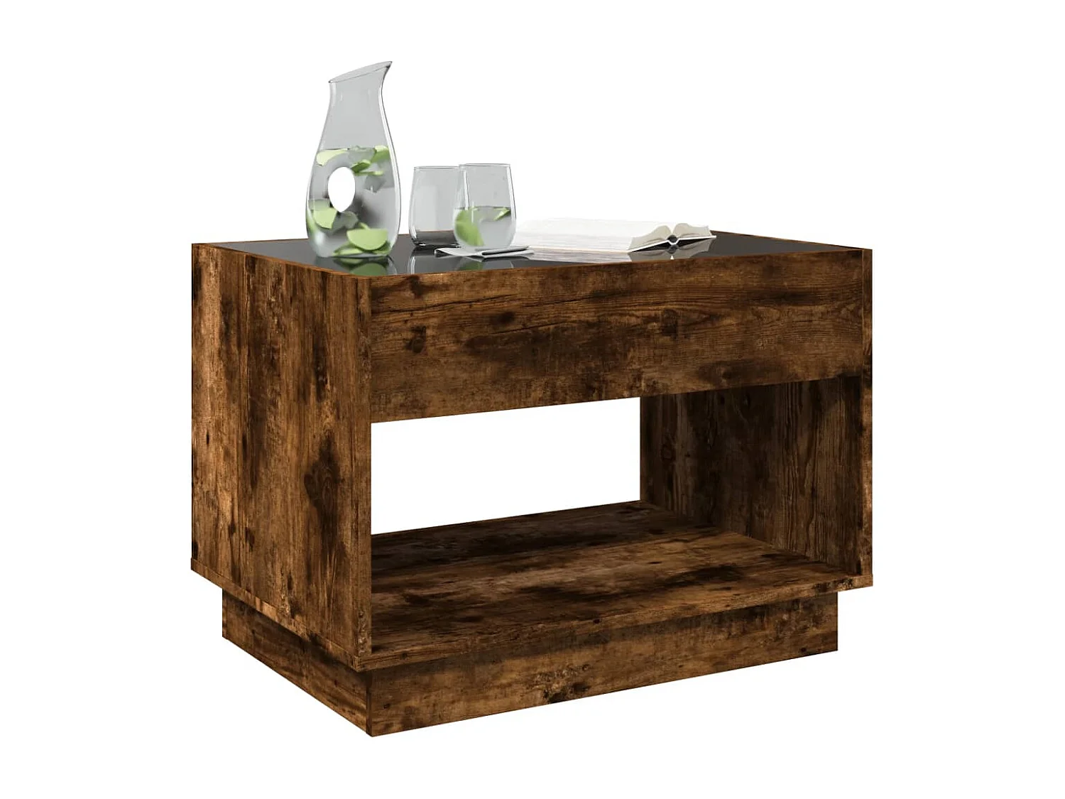 Mesa de centro luzes LED Infinity 70x50x50 cm carvalho fumado