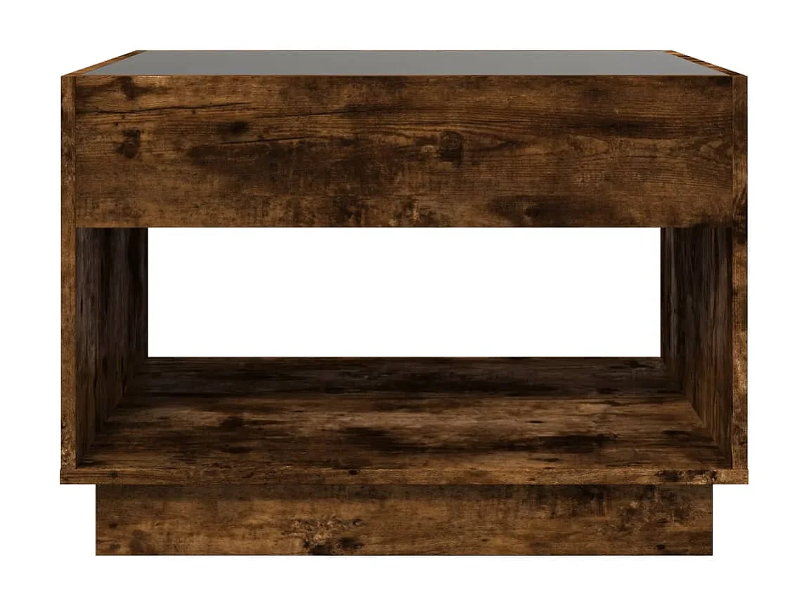 Table basse avec LED infini chêne fumé 70x50x50 cm