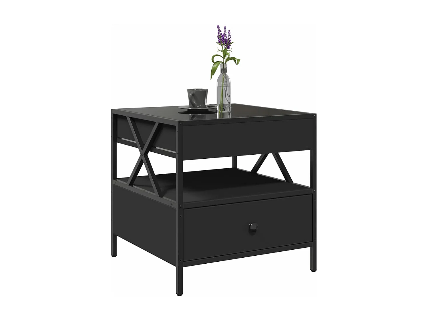 Table basse avec LED Infinity noir 50x50x51 cm