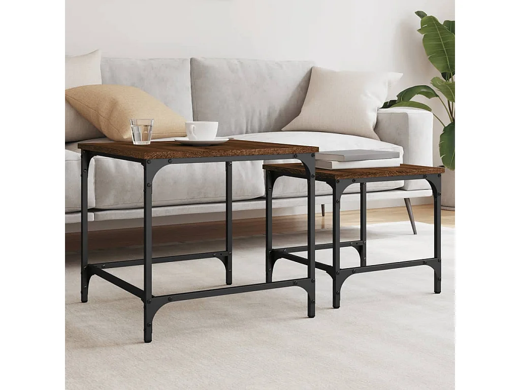 Tables basses gigognes 2 pcs chêne marron bois d'ingénierie