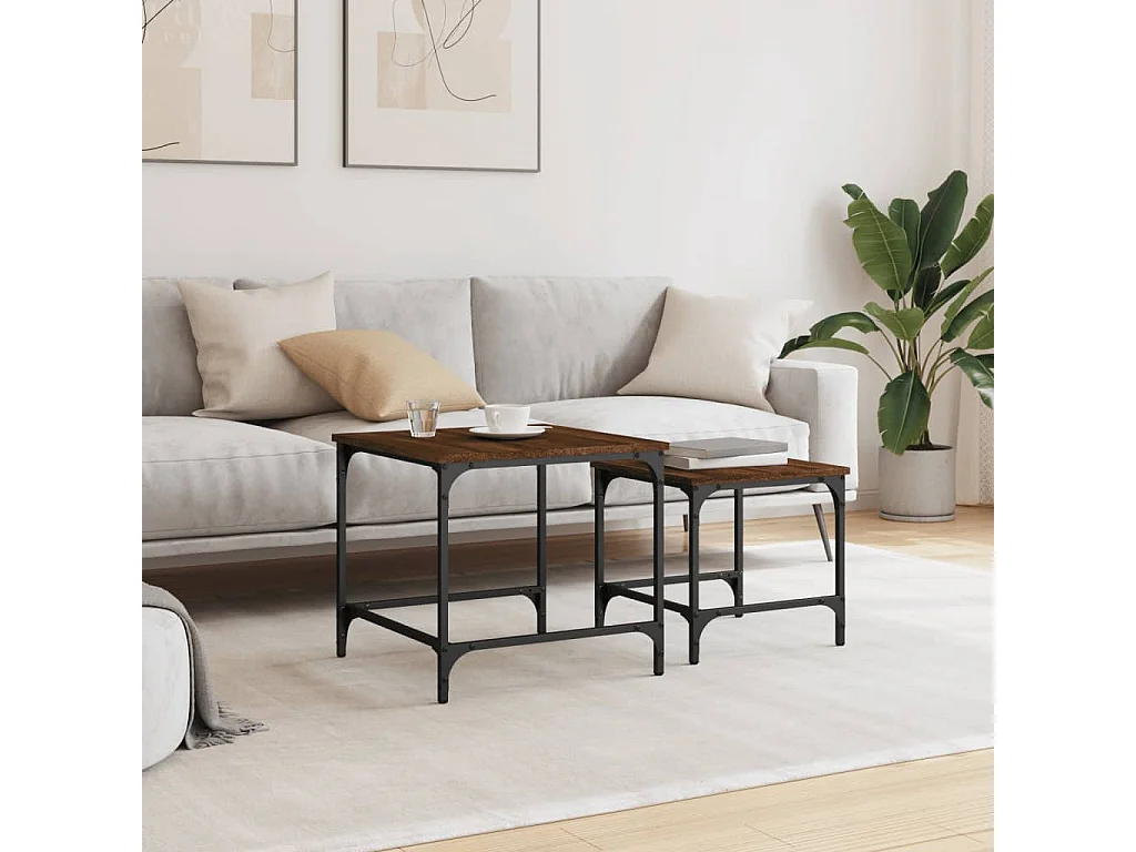 Tables basses gigognes 2 pcs chêne marron bois d'ingénierie