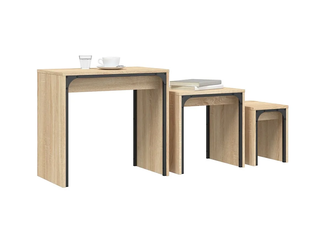 Satztische 3 Stk. Sonoma-Eiche Holzwerkstoff
