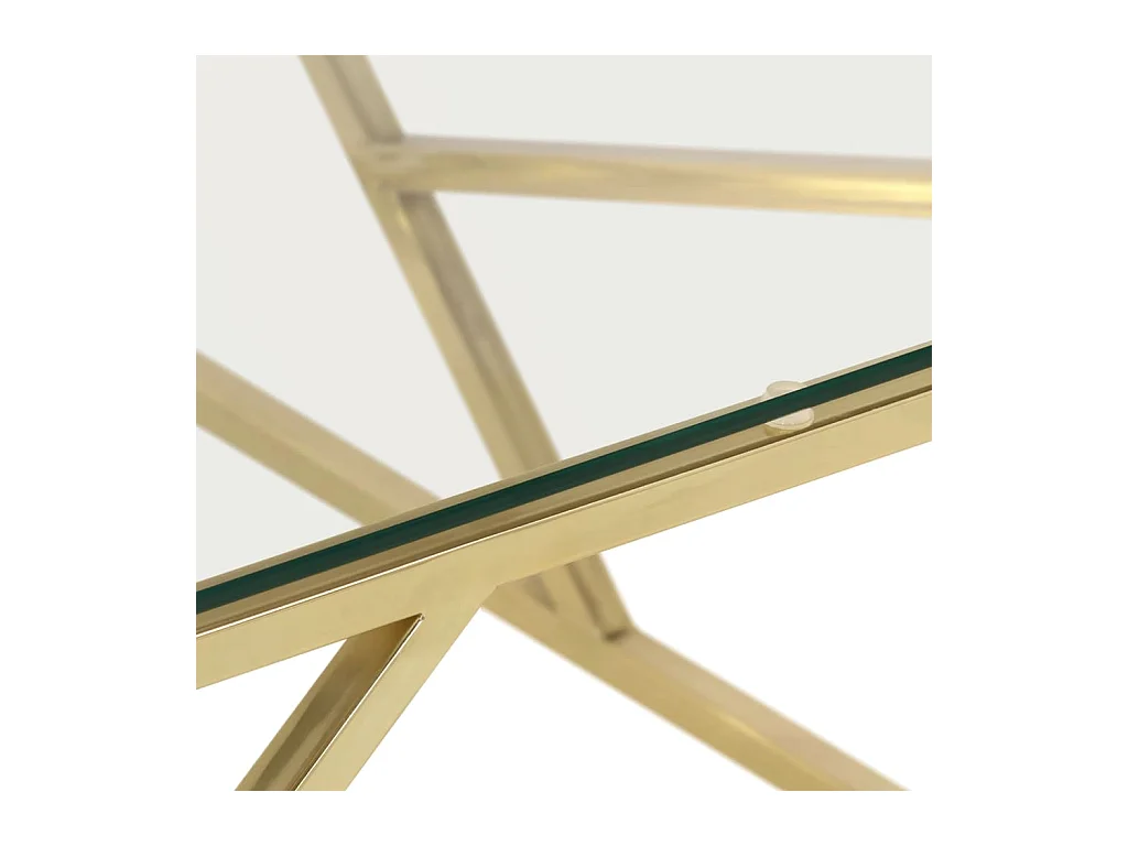 Tavolino Salotto Dorato Acciaio Inossidabile e Vetro Temperato