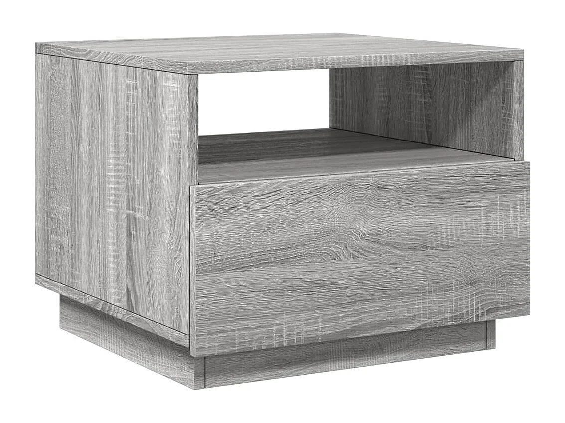 Mesa de centro com luzes LED 50x49x40 cm cinzento sonoma