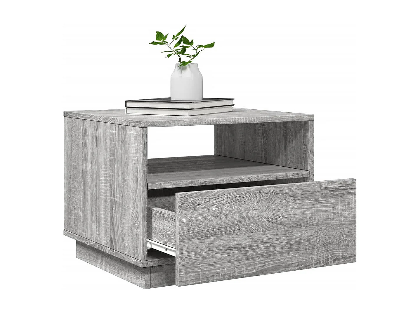 Mesa de centro com luzes LED 50x49x40 cm cinzento sonoma