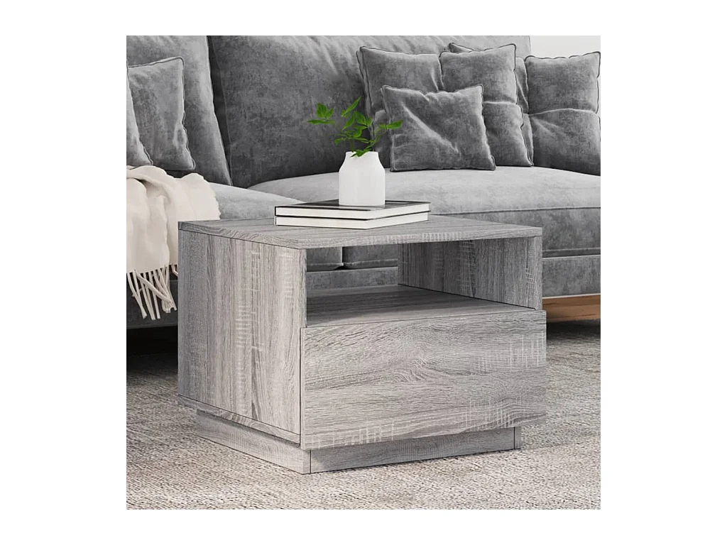 Tavolino da Soggiorno con Luci LED Grigio Sonoma 50x49x40 cm