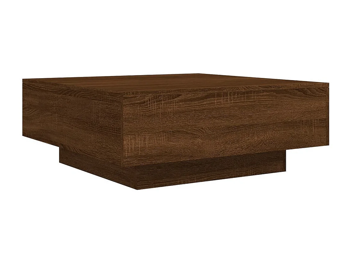 Tavolino da Soggiorno con Luci LED Rovere Marrone 80x80x31 cm