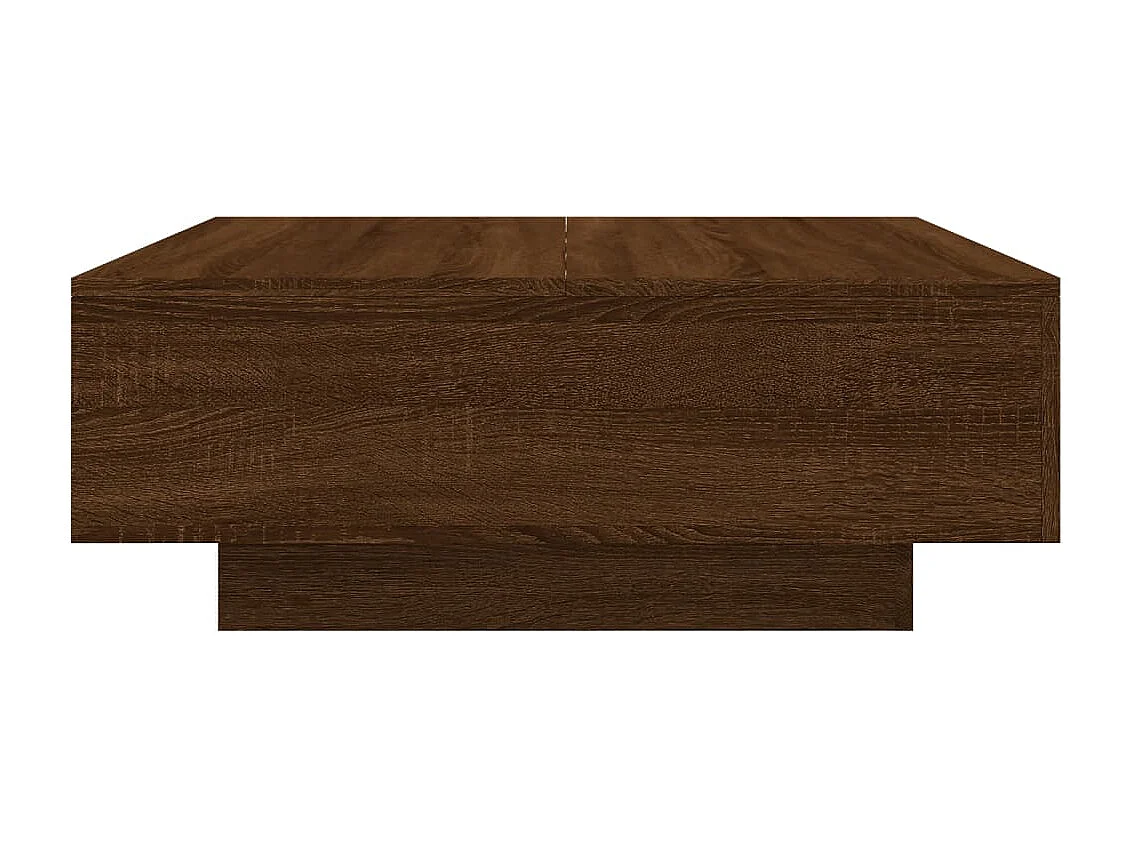 Tavolino da Soggiorno con Luci LED Rovere Marrone 80x80x31 cm