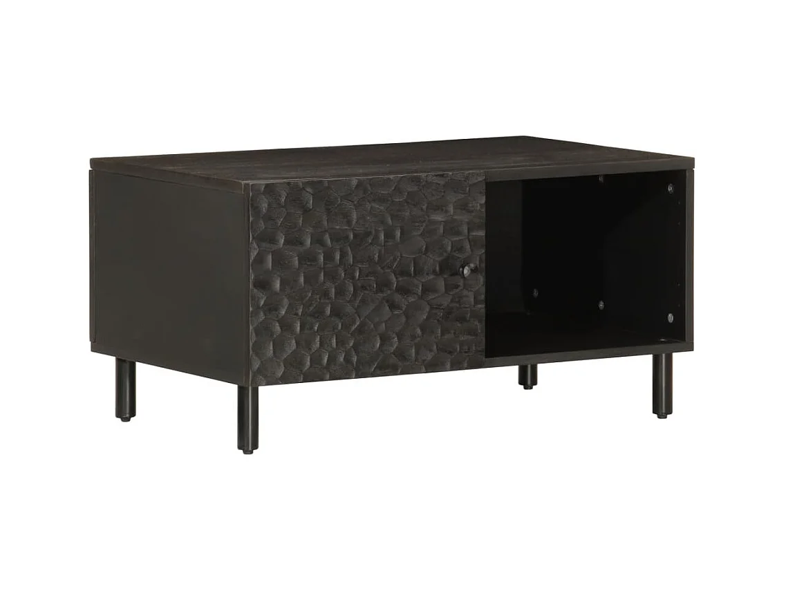 Tavolino da Salotto Nero 80x50x40 cm in Legno Massello di Mango