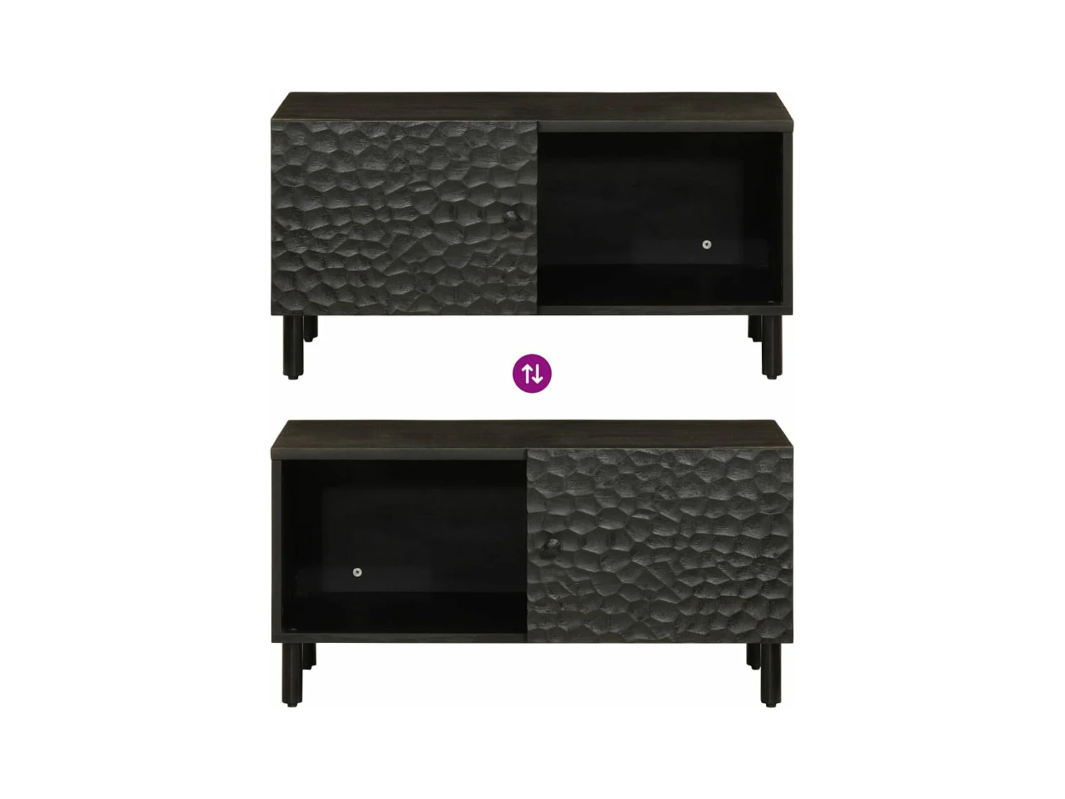 Salontafel 80x50x40 cm massief mangohout zwart