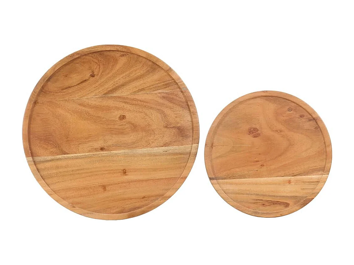 Ensemble de table basse 2 pcs bois d'acacia massif et acier