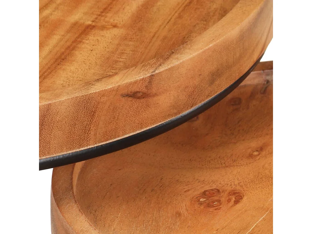 Set Tavolini da Salotto 2 pz Legno Massello di Acacia e Acciaio