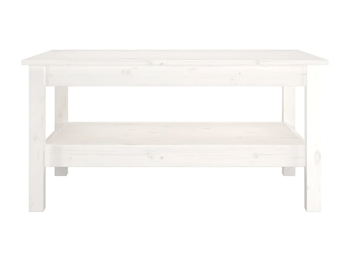 Tavolino da Salotto Bianco 80x50x40 cm Legno Massello di Pino