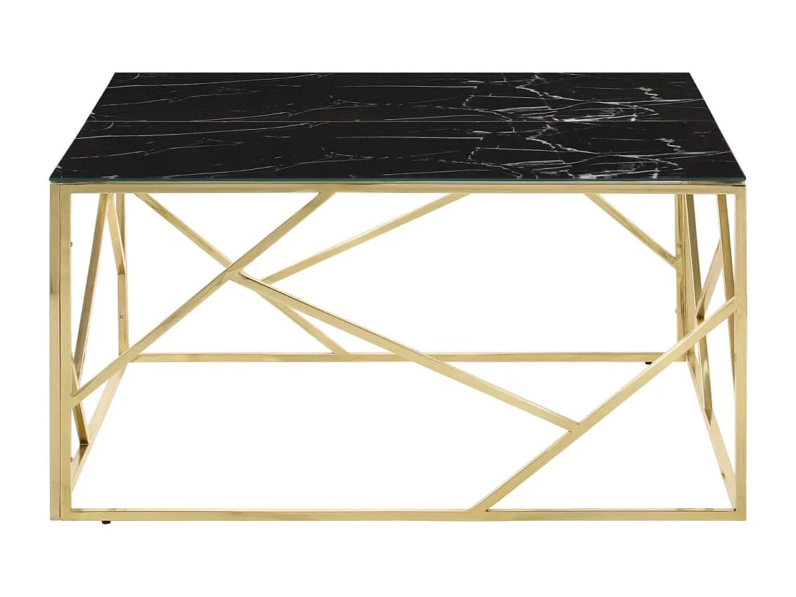 Mesa de centro aço inoxidável e vidro temperado dourado