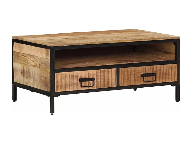 Tavolino da Salotto 90x50x30 cm Legno Massello di Mango Grezzo