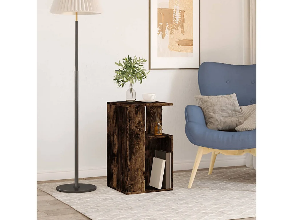 Mesa auxiliar madera de ingeniería roble ahumado 35x35x60 cm